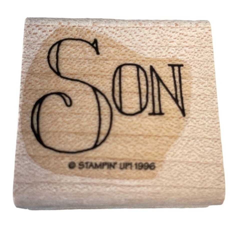 NEW NO INK Stampin Up Mounted Rubber‎ Stamp Son Word Name